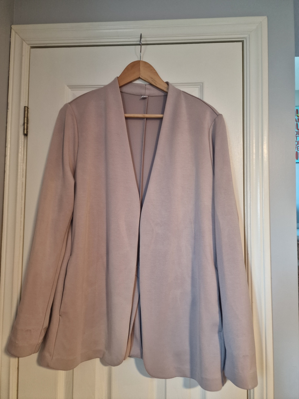 Uniqlo Ponte Collarless Jacket, Light Blush Size Large